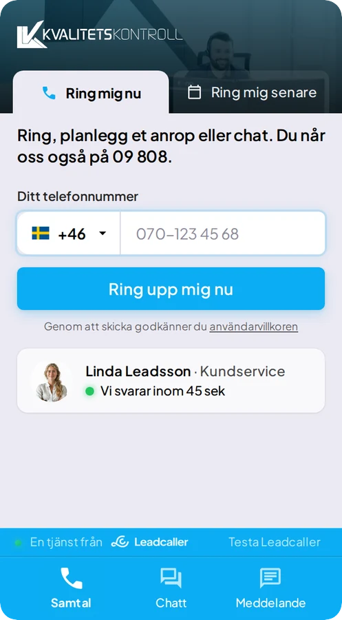 Samma vy i en kunds färger med himmelsblå knapp.